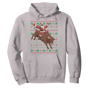 Funny Black Santa Riding Bull Hoodie Ugly Christmas Sweater Gift TS12 Ice Gray Print Your Wear