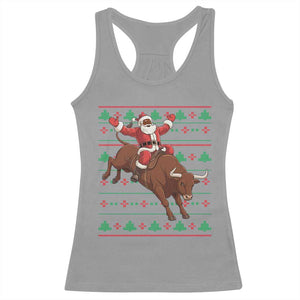 Funny Black Santa Riding Bull Racerback Tank Top Ugly Christmas Sweater Gift TS12 Sport Gray Print Your Wear