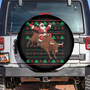 Funny Black Santa Riding Bull Spare Tire Cover Ugly Christmas Sweater Gift TS12 No hole Black Print Your Wear