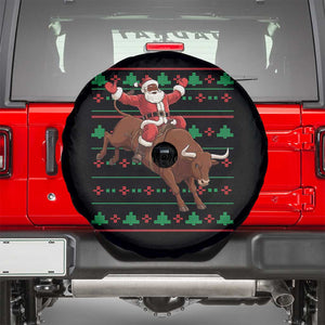 Funny Black Santa Riding Bull Spare Tire Cover Ugly Christmas Sweater Gift TS12 Black Print Your Wear