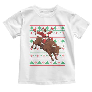 Funny Black Santa Riding Bull Toddler T Shirt Ugly Christmas Sweater Gift TS12 White Print Your Wear