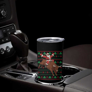 Funny Black Santa Riding Bull Tumbler Cup Ugly Christmas Sweater Gift TS12 Print Your Wear