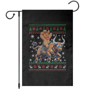 Funny Gingerbread Man Riding Bull Garden Flag Cowboy Western Rodeo Christmas Gift TS12 Black Print Your Wear