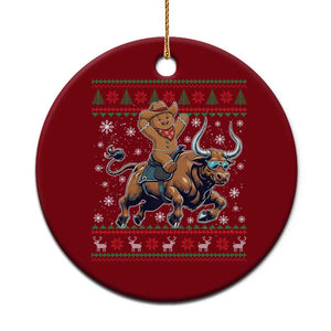 Funny Gingerbread Man Riding Bull Ceramic Ornament Cowboy Western Rodeo Christmas Gift TS12 1pc Red Print Your Wear