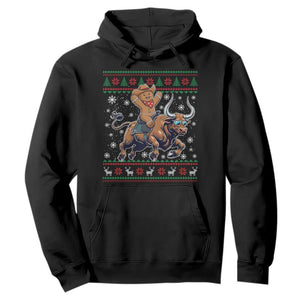 Funny Gingerbread Man Riding Bull Hoodie Cowboy Western Rodeo Christmas Gift TS12 Black Print Your Wear