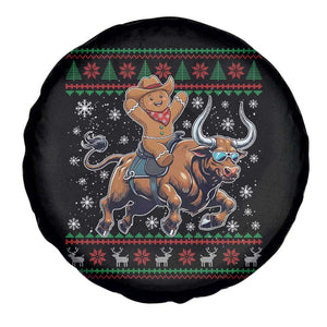 Funny Gingerbread Man Riding Bull Spare Tire Cover Cowboy Western Rodeo Christmas Gift TS12 Print Your Wear