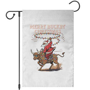 Merry Buckin Christmas Garden Flag Black Santa Western Rodeo Gift TS12 White Print Your Wear
