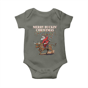 Merry Buckin Christmas Baby Onesie Black Santa Western Rodeo Gift TS12 Military Green Print Your Wear