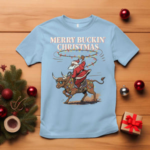 Merry Buckin Christmas T Shirt Black Santa Western Rodeo Gift TS12 Light Blue Print Your Wear