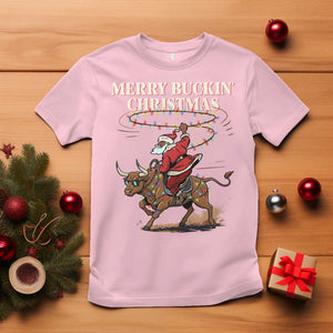 Merry Buckin Christmas T Shirt Black Santa Western Rodeo Gift TS12 Light Pink Print Your Wear