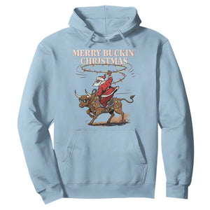 Merry Buckin Christmas Hoodie Black Santa Western Rodeo Gift TS12 Light Blue Print Your Wear