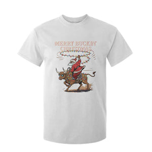 Merry Buckin Christmas T Shirt For Kid Black Santa Western Rodeo Gift TS12 White Print Your Wear