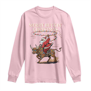 Merry Buckin Christmas Long Sleeve Shirt Black Santa Western Rodeo Gift TS12 Light Pink Print Your Wear