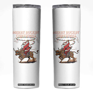 Merry Buckin Christmas Skinny Tumbler Black Santa Western Rodeo Gift TS12 White Print Your Wear