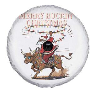 Merry Buckin Christmas Spare Tire Cover Black Santa Western Rodeo Gift TS12 Print Your Wear