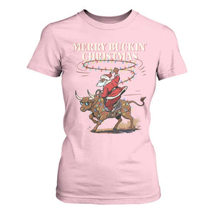 Merry Buckin Christmas T Shirt For Women Black Santa Western Rodeo Gift TS12 Light Pink Print Your Wear