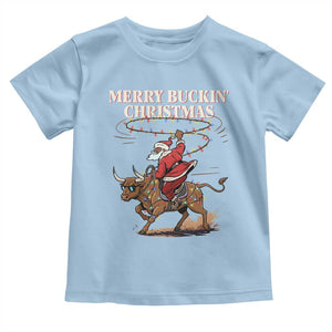 Merry Buckin Christmas Toddler T Shirt Black Santa Western Rodeo Gift TS12 Light Blue Print Your Wear