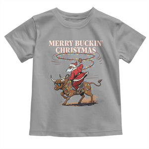 Merry Buckin Christmas Toddler T Shirt Black Santa Western Rodeo Gift TS12 Sport Gray Print Your Wear