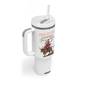 Merry Buckin Christmas Tumbler With Handle Black Santa Western Rodeo Gift TS12 Print Your Wear