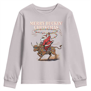 Merry Buckin Christmas Youth Sweatshirt Black Santa Western Rodeo Gift TS12 Ice Gray Print Your Wear