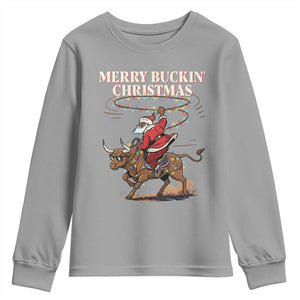 Merry Buckin Christmas Youth Sweatshirt Black Santa Western Rodeo Gift TS12 Sport Gray Print Your Wear