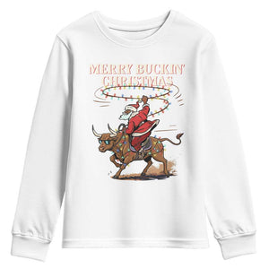 Merry Buckin Christmas Youth Sweatshirt Black Santa Western Rodeo Gift TS12 White Print Your Wear