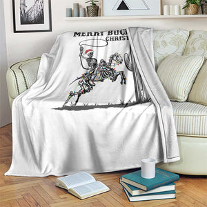 Merry Buckin Christmas Throw Blanket Funny Skeleton Santa Horse Rider TS12 Print Your Wear