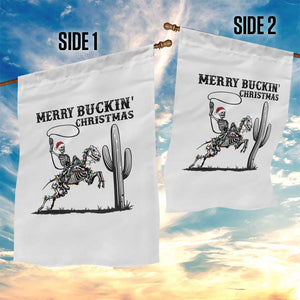 Merry Buckin Christmas Garden Flag Funny Skeleton Santa Horse Rider TS12 Print Your Wear