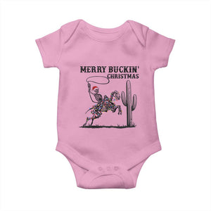 Merry Buckin Christmas Baby Onesie Funny Skeleton Santa Horse Rider TS12 Light Pink Print Your Wear