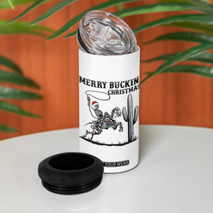 Merry Buckin Christmas 4 in 1 Can Cooler Tumbler Funny Skeleton Santa Horse Rider TS12 Print Your Wear