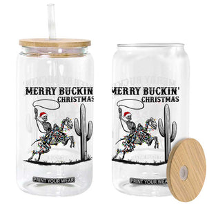 Merry Buckin Christmas Glass Can Funny Skeleton Santa Horse Rider TS12 Print Your Wear