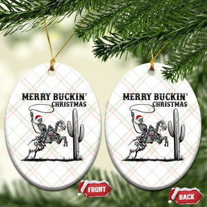 Merry Buckin Christmas Ceramic Ornament Funny Skeleton Santa Horse Rider TS12 Print Your Wear