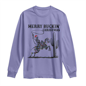 Merry Buckin Christmas Long Sleeve Shirt Funny Skeleton Santa Horse Rider TS12 Violet Print Your Wear