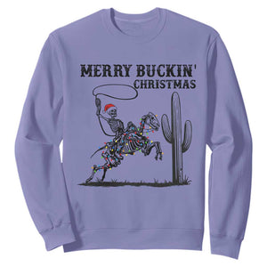 Merry Buckin Christmas Sweatshirt Funny Skeleton Santa Horse Rider TS12 Violet Print Your Wear