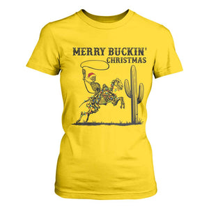 Merry Buckin Christmas T Shirt For Women Funny Skeleton Santa Horse Rider TS12 Daisy Print Your Wear