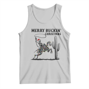 Merry Buckin Christmas Tank Top Funny Skeleton Santa Horse Rider TS12 Ash Print Your Wear
