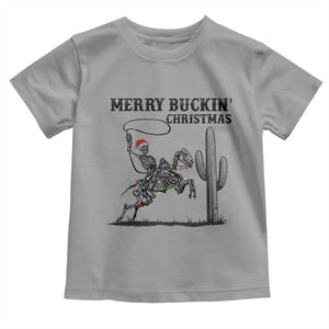 Merry Buckin Christmas Toddler T Shirt Funny Skeleton Santa Horse Rider TS12 Sport Gray Print Your Wear