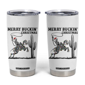 Merry Buckin Christmas Tumbler Cup Funny Skeleton Santa Horse Rider TS12 White Print Your Wear
