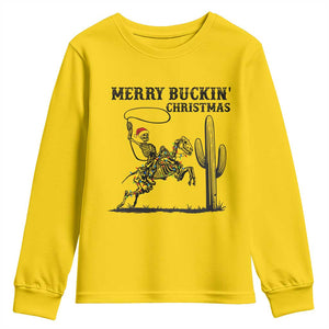 Merry Buckin Christmas Youth Sweatshirt Funny Skeleton Santa Horse Rider TS12 Daisy Print Your Wear