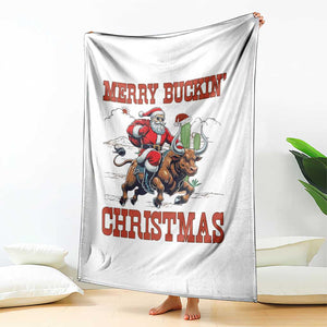 Western Black Santa Merry Buckin Christmas Throw Blanket Funny Rodeo TS12 Print Your Wear