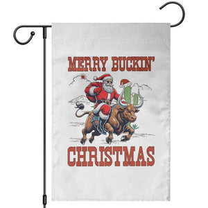 Western Black Santa Merry Buckin Christmas Garden Flag Funny Rodeo TS12 White Print Your Wear