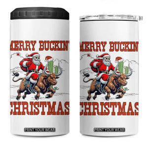 Western Black Santa Merry Buckin Christmas 4 in 1 Can Cooler Tumbler Funny Rodeo TS12 One Size: 16 oz White Print Your Wear