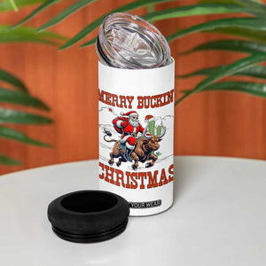 Western Black Santa Merry Buckin Christmas 4 in 1 Can Cooler Tumbler Funny Rodeo TS12 Print Your Wear