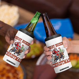 Western Black Santa Merry Buckin Christmas 4 in 1 Can Cooler Tumbler Funny Rodeo TS12 Print Your Wear