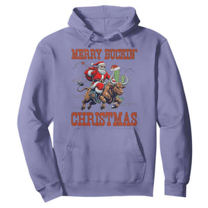 Western Black Santa Merry Buckin Christmas Hoodie Funny Rodeo TS12 Violet Print Your Wear