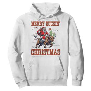 Western Black Santa Merry Buckin Christmas Hoodie Funny Rodeo TS12 White Print Your Wear