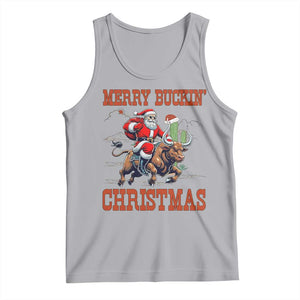 Western Black Santa Merry Buckin Christmas Tank Top Funny Rodeo TS12 Athletic Heather Print Your Wear