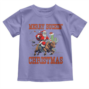 Western Black Santa Merry Buckin Christmas Toddler T Shirt Funny Rodeo TS12 Violet Print Your Wear