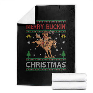 Funny Gingerbread Man Horse Rider Throw Blanket Merry Buckin Christmas Gift TS12 Black Print Your Wear