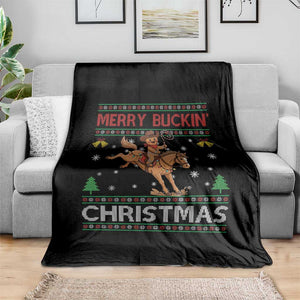 Funny Gingerbread Man Horse Rider Throw Blanket Merry Buckin Christmas Gift TS12 Print Your Wear